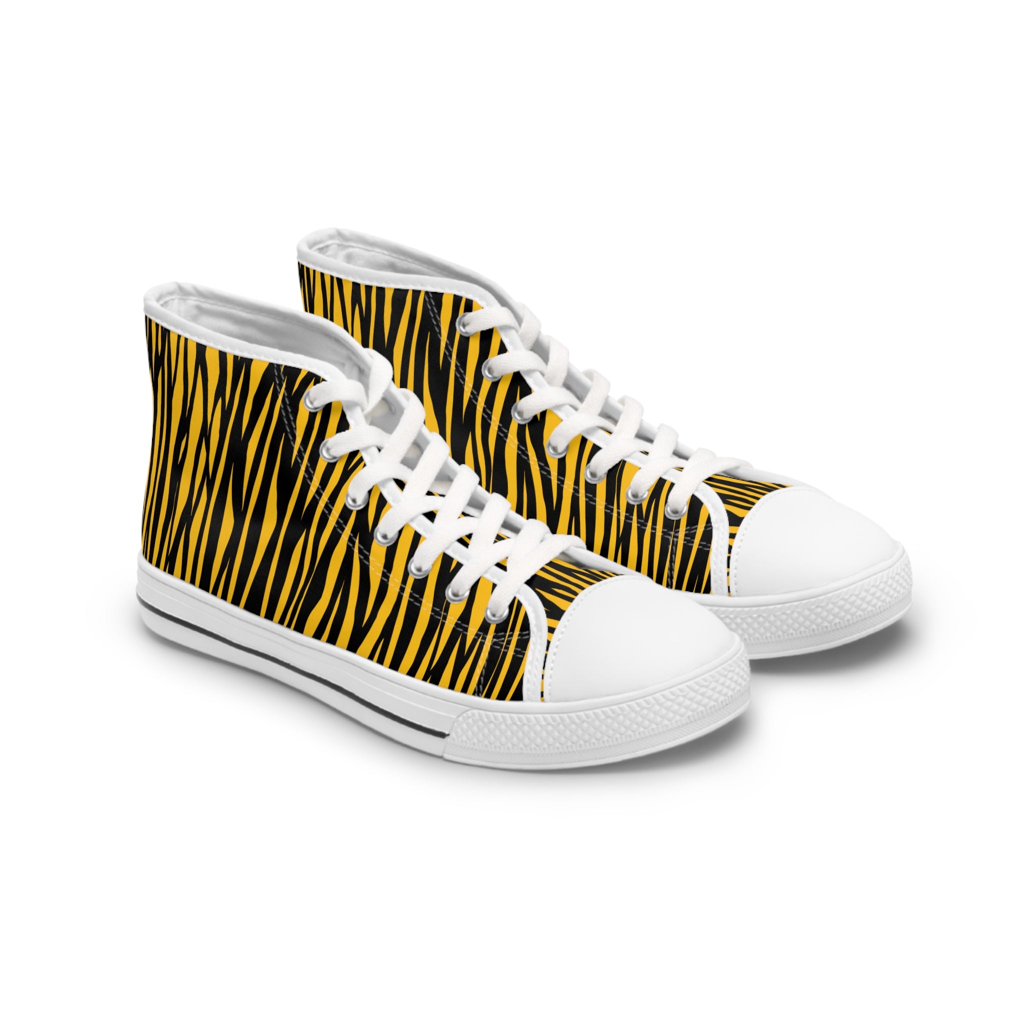 Stylish Women's High Top Sneakers - Bold Tiger Stripe Design